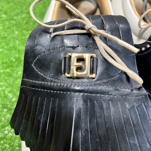 Vtg FootJoy Classics Patent Brogue Wingtip Kiltie Golf‎ Shoes Men 8 White Saddle main image 8